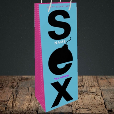 Picture of Sex Bomb - Blue(Without Photo), Valentine's Design, Bottle Bag
