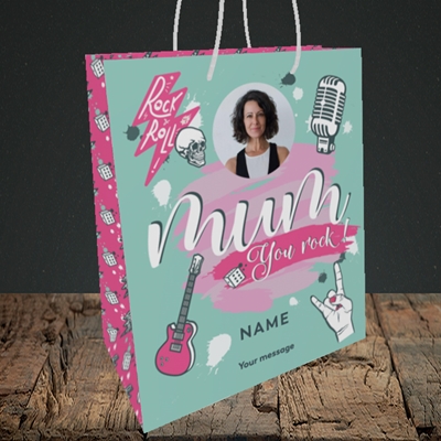 Picture of Mum You Rock, Mother's Day Design, Medium Portrait Gift Bag