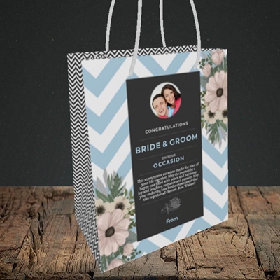 Picture of Zigzag Blue B&G, Wedding Design, Small Portrait Gift Bag