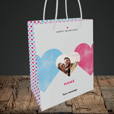 Picture of Joined Hearts (textured), Valentine's Design, Small Portrait Gift Bag
