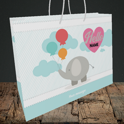 Picture of Elephant, New Baby Design, Medium Landscape Gift Bag