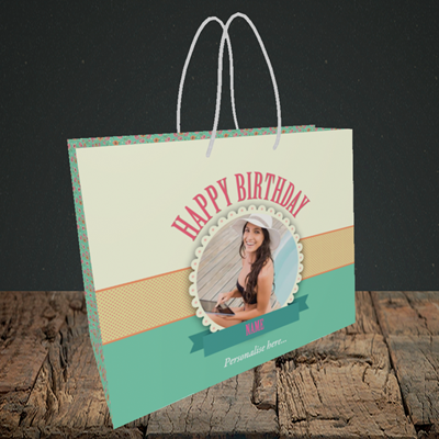 Picture of Roses, Birthday Design, Small Landscape Gift Bag