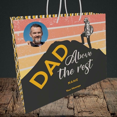 Picture of Dad Above The Rest, Father's Day Design, Medium Landscape Gift Bag
