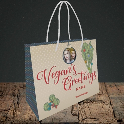 Picture of Vegan's Greetings, Christmas Design, Small Landscape Gift Bag
