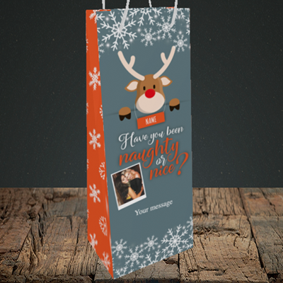 Picture of Naughty, Christmas Design, Bottle Bag
