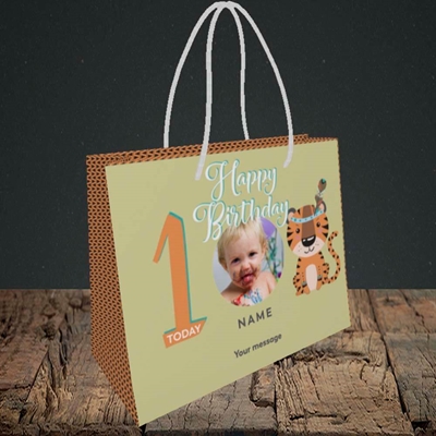 Picture of Tiger's 1st, Birthday Design, Small Landscape Gift Bag