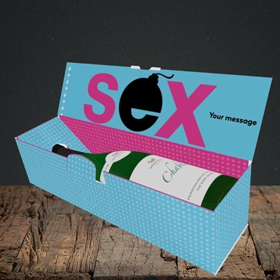 Picture of Sex Bomb - Blue(Without Photo), Valentine's Design, Lay-down Bottle Box