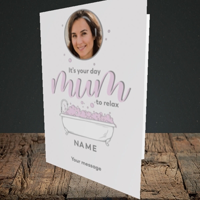 Picture of Relaxing Bath, Mother's Day Design, Portrait Greetings Card