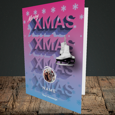 Picture of Xmas Ice Skates, Christmas Design, Portrait Greetings Card