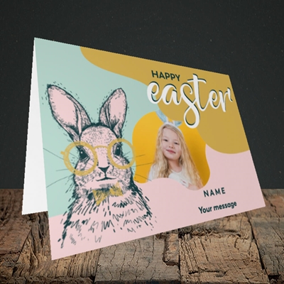 Picture of Bunny With Glasses, Easter Design, Landscape Greetings Card