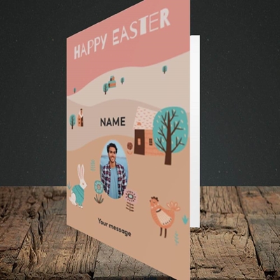 Picture of Easter Farm, Easter Design, Portrait Greetings Card