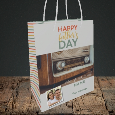 Picture of Retro Radio, Father's Day Design, Small Portrait Gift Bag