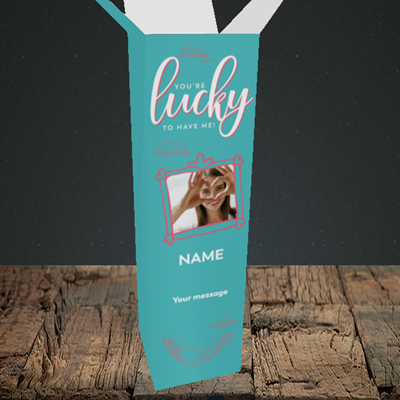 Picture of Lucky To Have Me, Valentine's Design, Upright Bottle Box