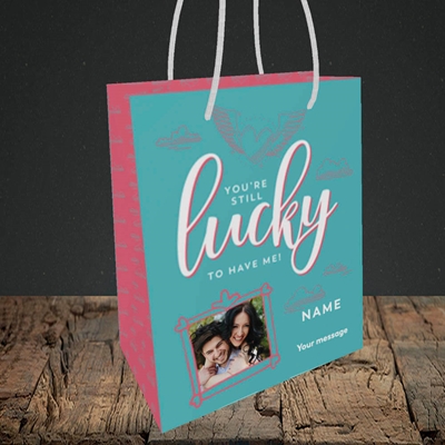 Picture of Still Lucky To Have Me, Anniversary Design, Small Portrait Gift Bag