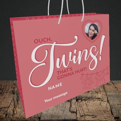 Picture of Ouch Twins!, Pregnancy Design, Medium Landscape Gift Bag