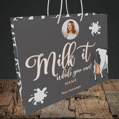Picture of Milk It, Get Well Soon Design, Medium Landscape Gift Bag