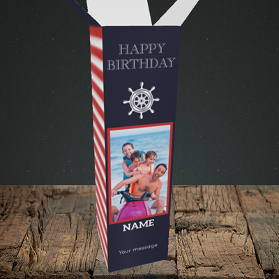 Picture of Nautical, Birthday Design, Upright Bottle Box