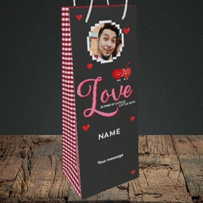 Picture of Love Bits, Valentine's Design, Bottle Bag