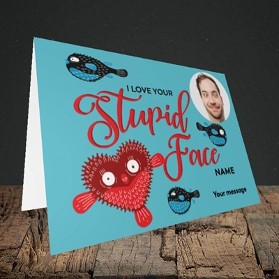 Picture of Stupid Face, Valentine's Design, Landscape Greetings Card