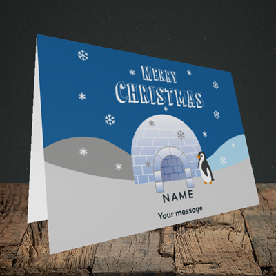 Picture of Igloo Penguin(Without Photo), Christmas Design, Landscape Greetings Card