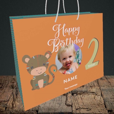 Picture of Little Monkey's 2nd, Birthday Design, Medium Landscape Gift Bag