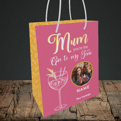Picture of Gin To My Tonic, Mother's Day Design, Small Portrait Gift Bag