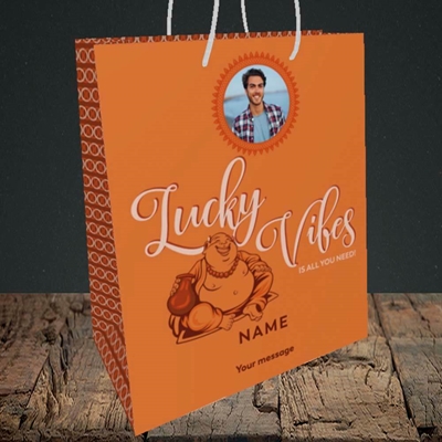 Picture of Lucky Vibes, Good Luck Design, Medium Portrait Gift Bag