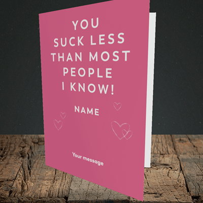 Picture of Suck Less, (Without Photo) Valentine's Design, Portrait Greetings Card