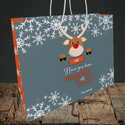 Picture of Naughty, (Without Photo) Christmas Design, Medium Landscape Gift Bag