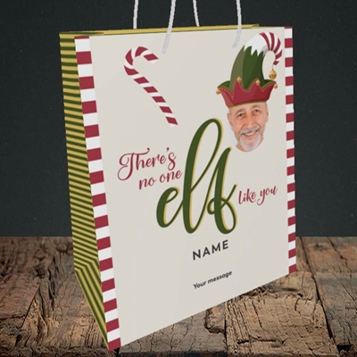 Picture of No One Elf, Christmas Design, Medium Portrait Gift Bag
