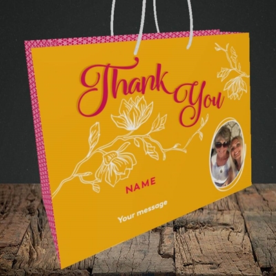 Picture of Flowers, Thank You Design, Medium Landscape Gift Bag