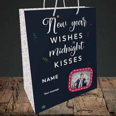 Picture of Midnight Kisses, New Year Design, Medium Portrait Gift Bag