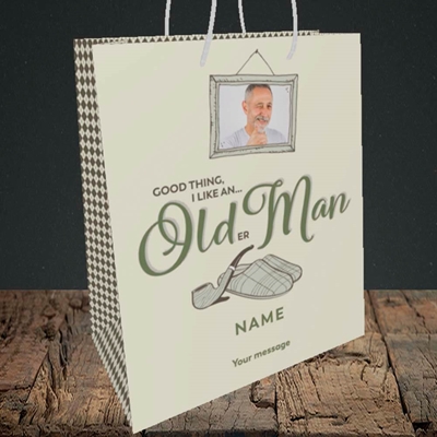 Picture of Older Man, Birthday Design, Medium Portrait Gift Bag