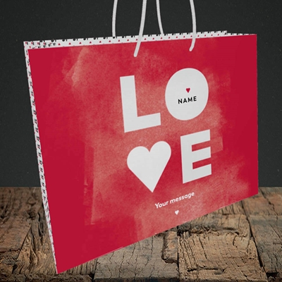 Picture of Love Type (stacked) (Without Photo), Valentine's Design, Medium Landscape Gift Bag