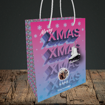 Picture of Xmas Ice Skates, Christmas Design, Small Portrait Gift Bag