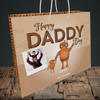 Picture of Daddy Robot, Father's Day Design, Medium Landscape Gift Bag