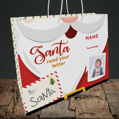 Picture of Santa's Letters, Christmas Design, Medium Landscape Gift Bag