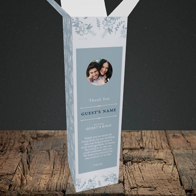 Picture of Floral Strip Edges - Pale Blue SG, Wedding Design, Upright Bottle Box