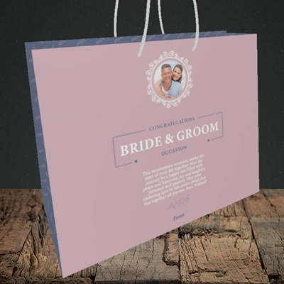 Picture of Traditional Foliage Pink B&G, Wedding Design, Medium Landscape Gift Bag