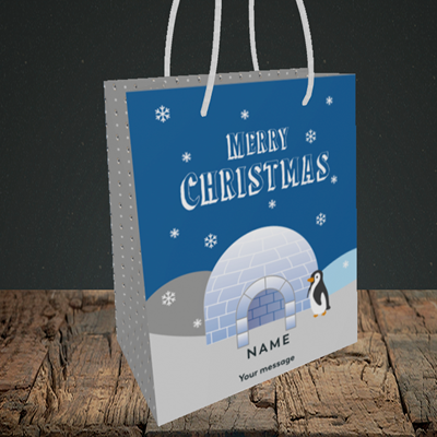 Picture of Igloo Penguin(Without Photo), Christmas Design, Small Portrait Gift Bag