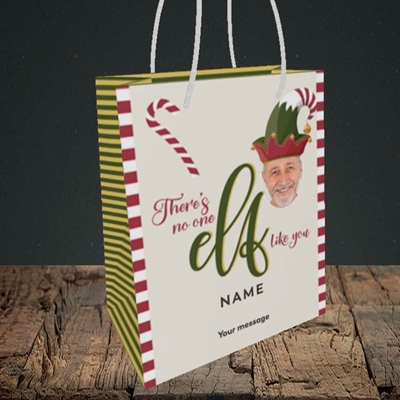 Picture of No One Elf, Christmas Design, Small Portrait Gift Bag