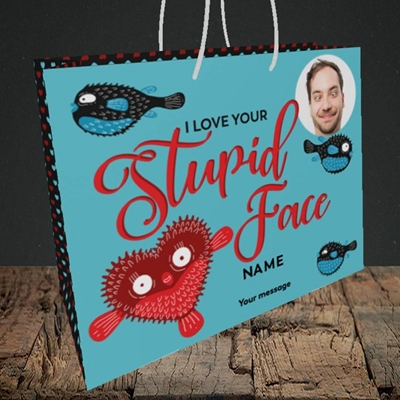 Picture of Stupid Face, Valentine's Design, Medium Landscape Gift Bag