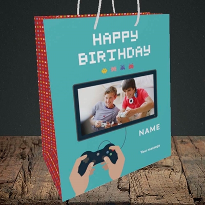 Picture of Space Invaders, Birthday Design, Medium Portrait Gift Bag