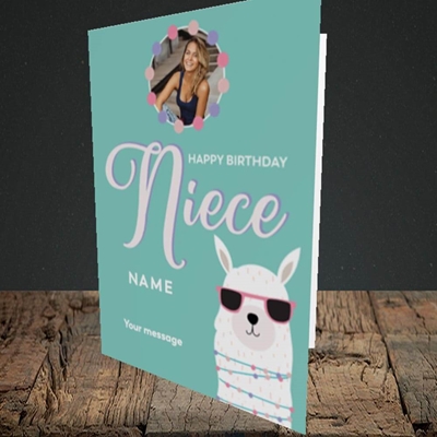 Picture of Niece(Lama), Birthday Design, Portrait Greetings Card