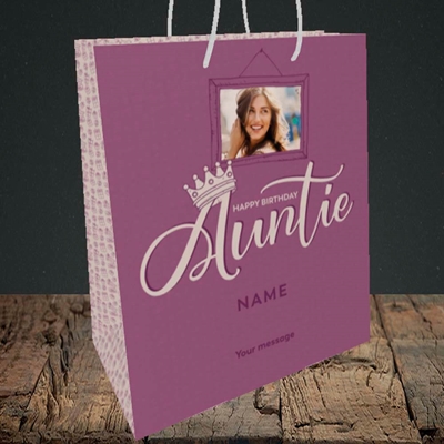 Picture of Auntie (Crown), Birthday Design, Medium Portrait Gift Bag