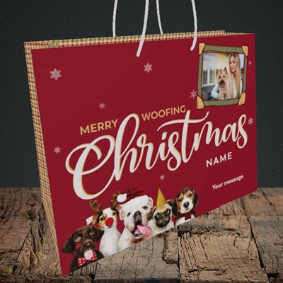 Picture of Woofing Christmas, Christmas Design, Medium Landscape Gift Bag