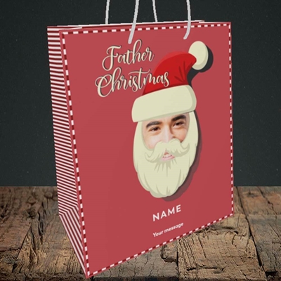 Picture of Father Christmas Mask, Christmas Design, Medium Portrait Gift Bag
