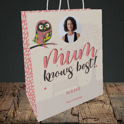 Picture of Mum Knows Best, Mother's Day Design, Medium Portrait Gift Bag