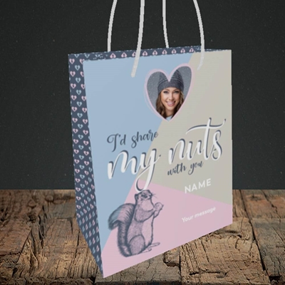 Picture of Share My Nuts, Valentine's Design, Small Portrait Gift Bag