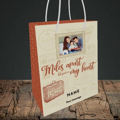 Picture of Miles Apart, Thinking of You Design, Small Portrait Gift Bag